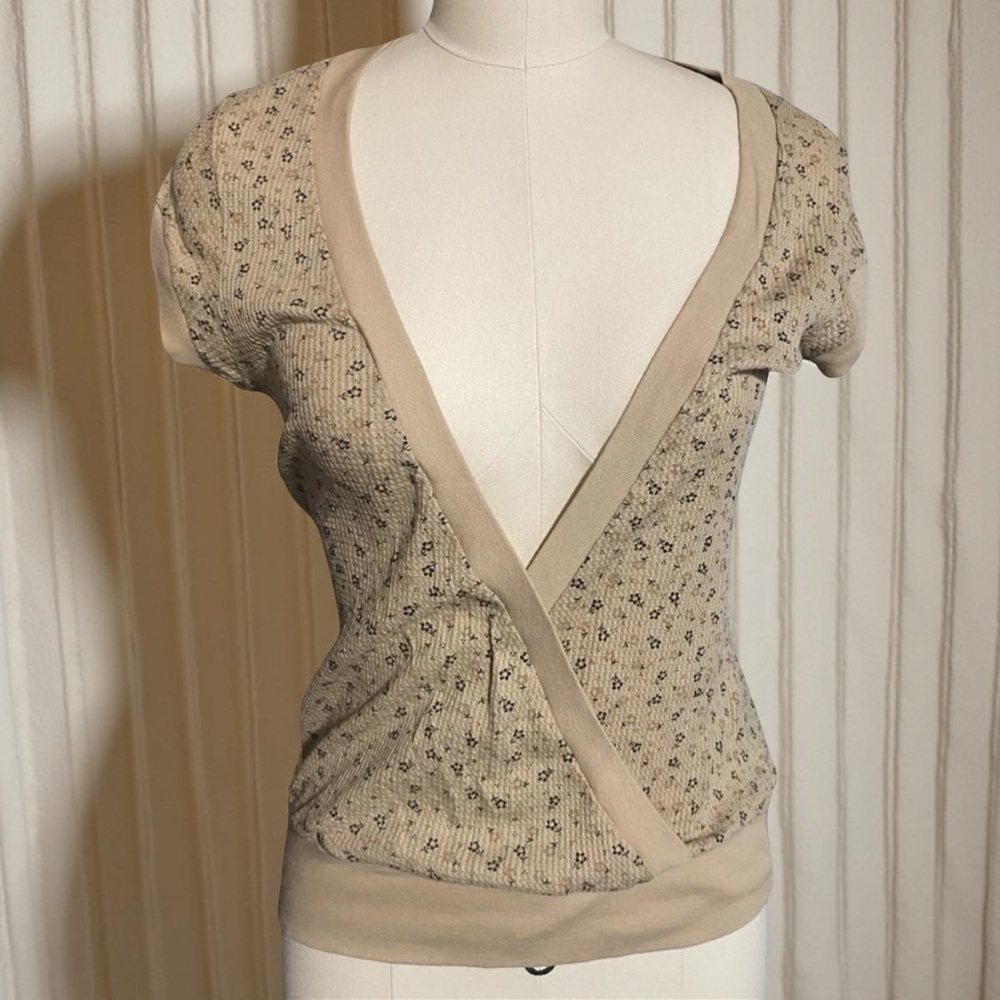 Blu Chic Deep V-Neck Short Sleeve Blouse